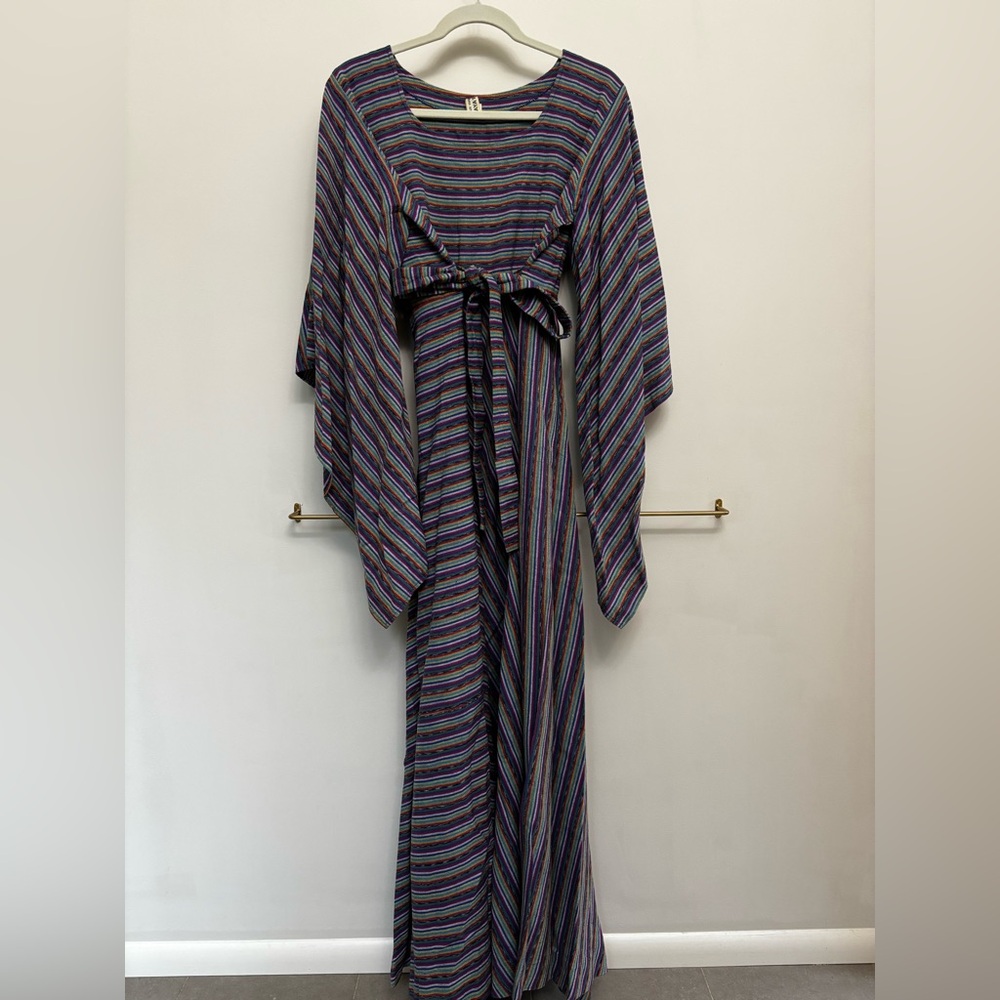 Vintage 70s Striped Maxi Dress Size Medium